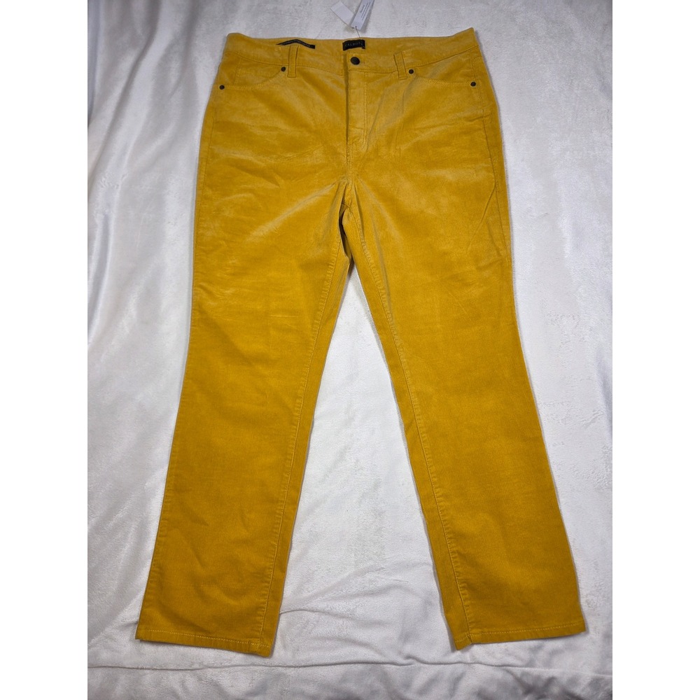 NWT Talbots 16P Petite Golden Honey Mustard Stretch Corduroy Straight Leg Pants